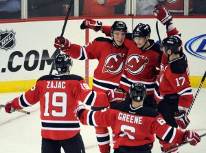 Devils celebrate after back to back wins against the Penguins